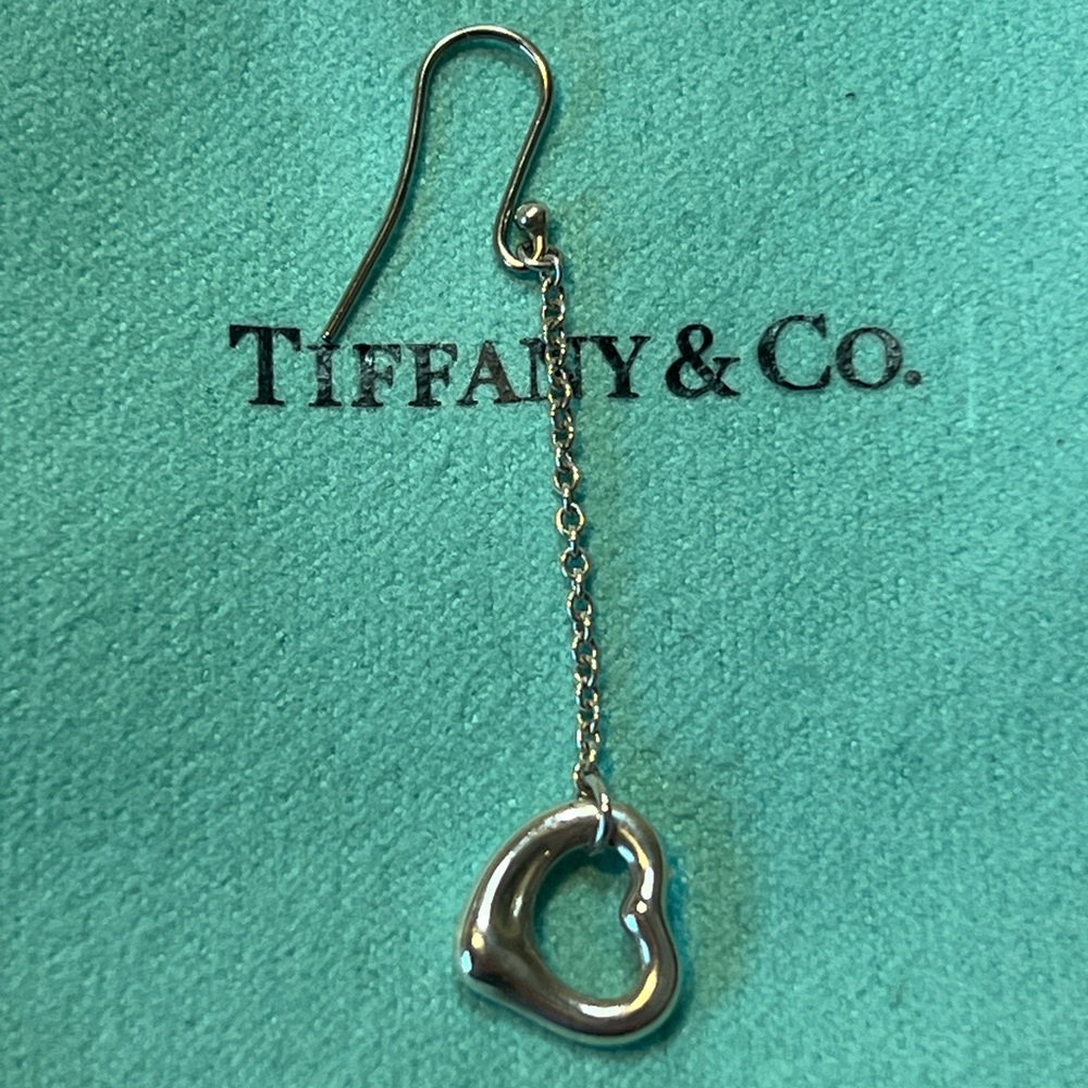 Tiffany & Co. Elsa Peretti Open Heart Drop Dangle Earrings Silver 925 (Single) - Picture 2 of 7